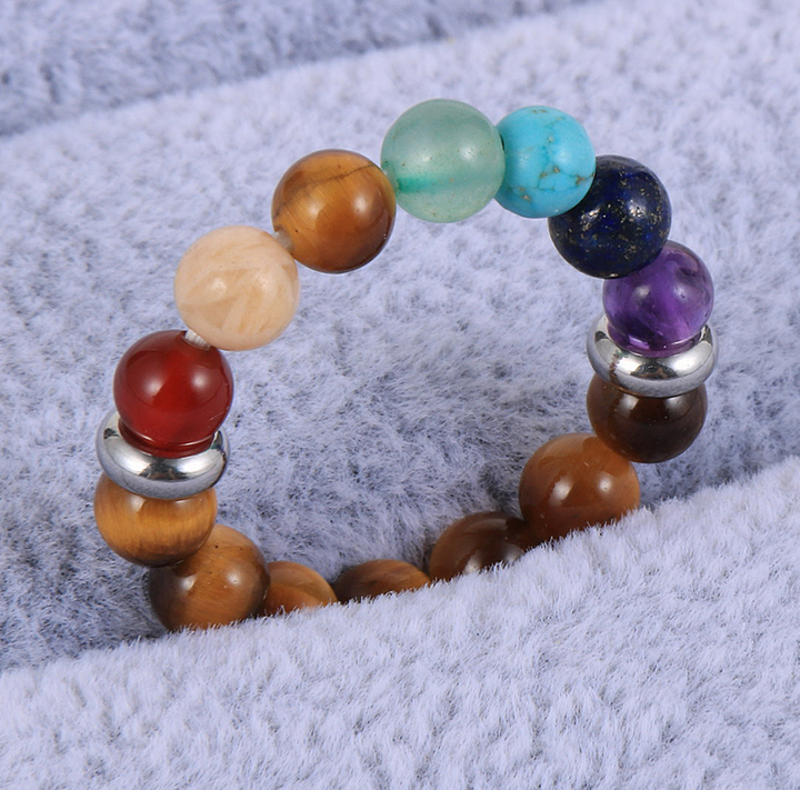 7 Chakra Rings 4mm Natural Stone Beads