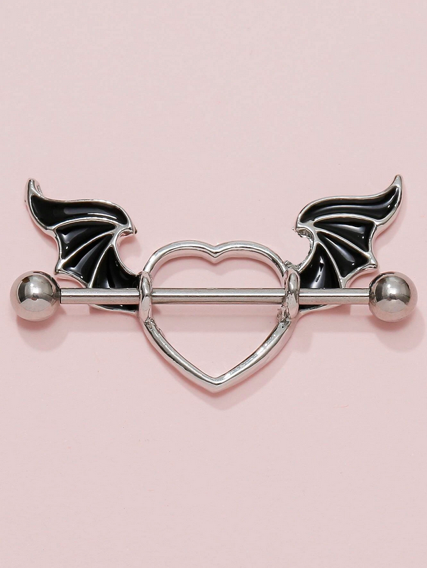 Bad Angel Wings Heart Nipple Ring