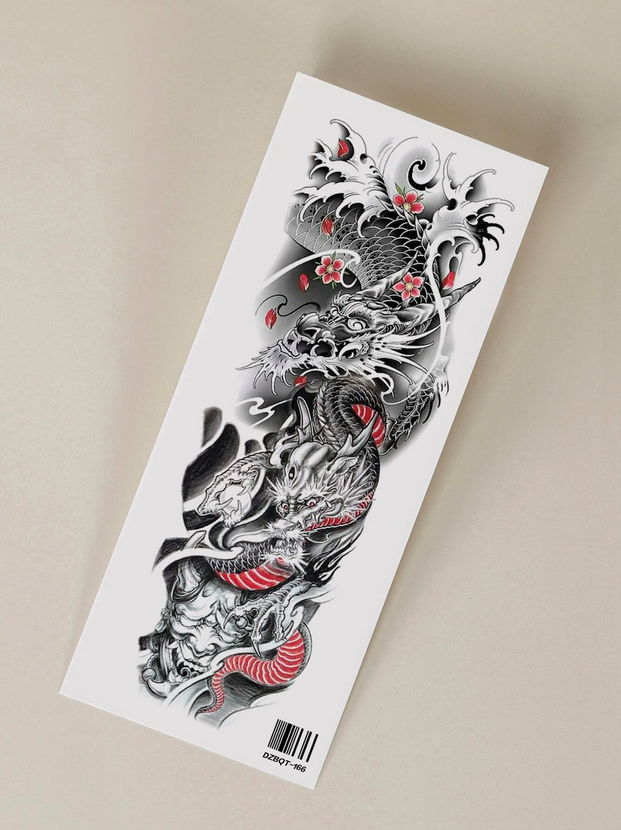 Chinese Dragon Full Arm, Leg or Back Henna Temporary Tattoo