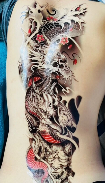 Chinese Dragon Full Arm, Leg or Back Henna Temporary Tattoo