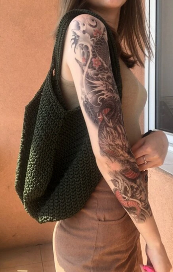 Chinese Dragon Full Arm, Leg or Back Henna Temporary Tattoo