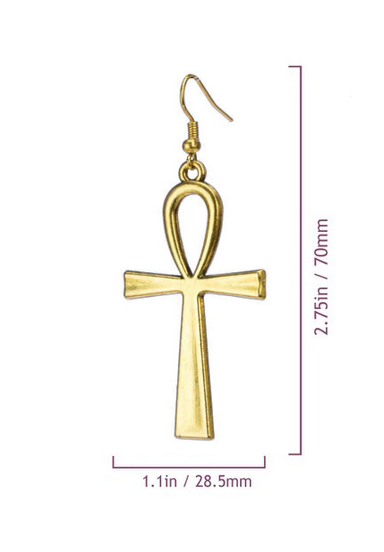 Egyptian Ankh Life Symbol Cross Earrings