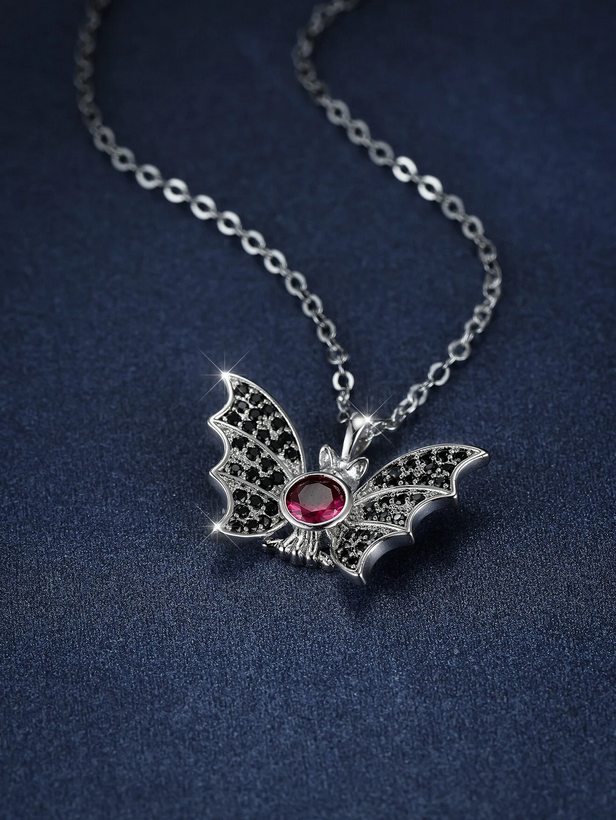 Vampire Bat Rhinestone Necklace