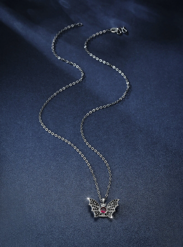 Vampire Bat Rhinestone Necklace