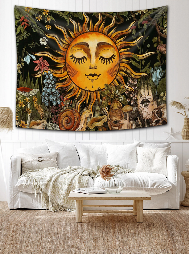 Wicca Themed Sun Wall Tapestry