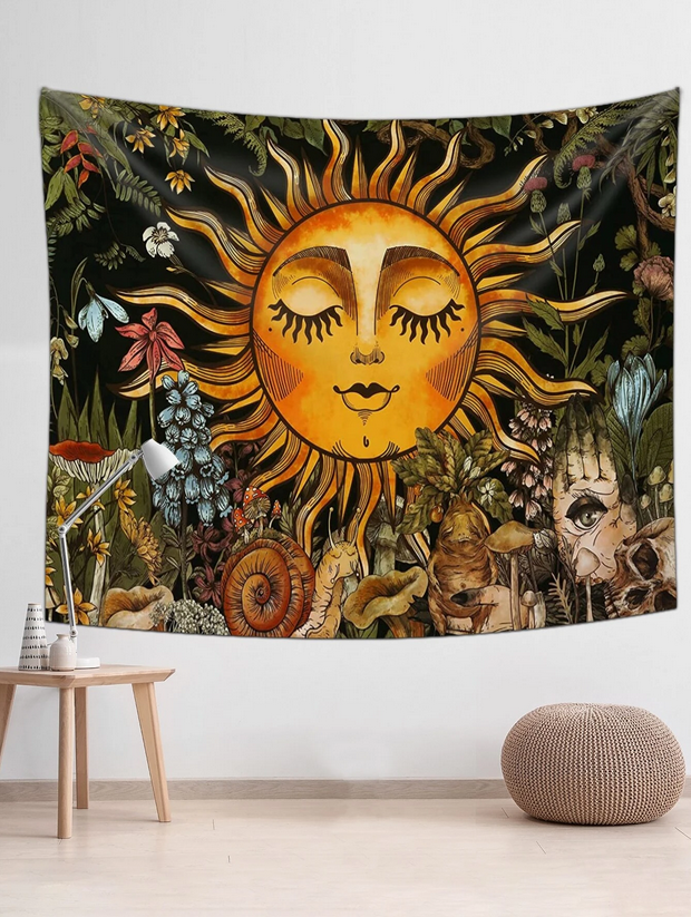 Wicca Themed Sun Wall Tapestry