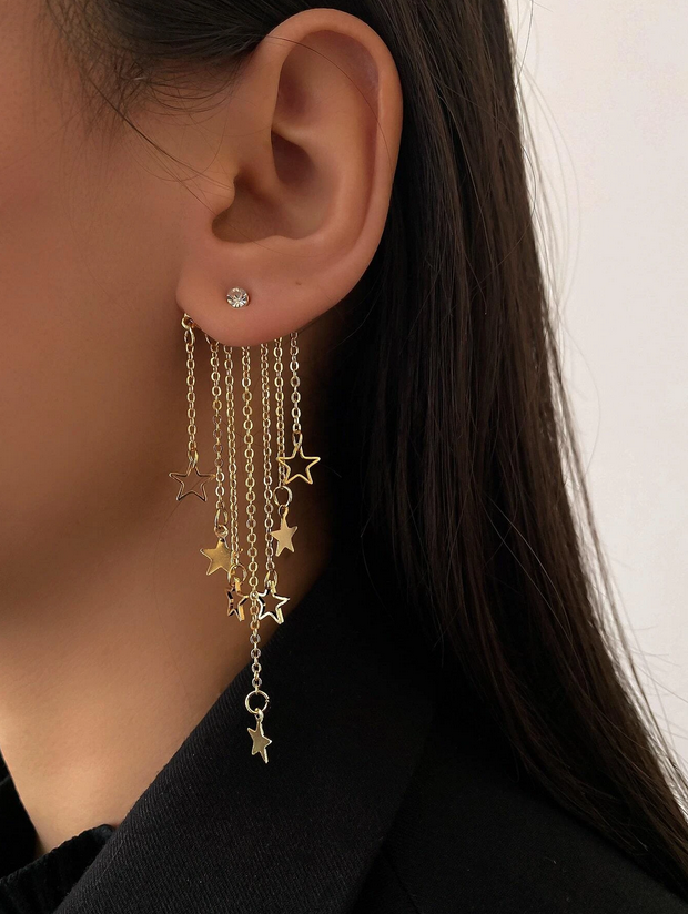 Star Tassel Rhinestone Earrings