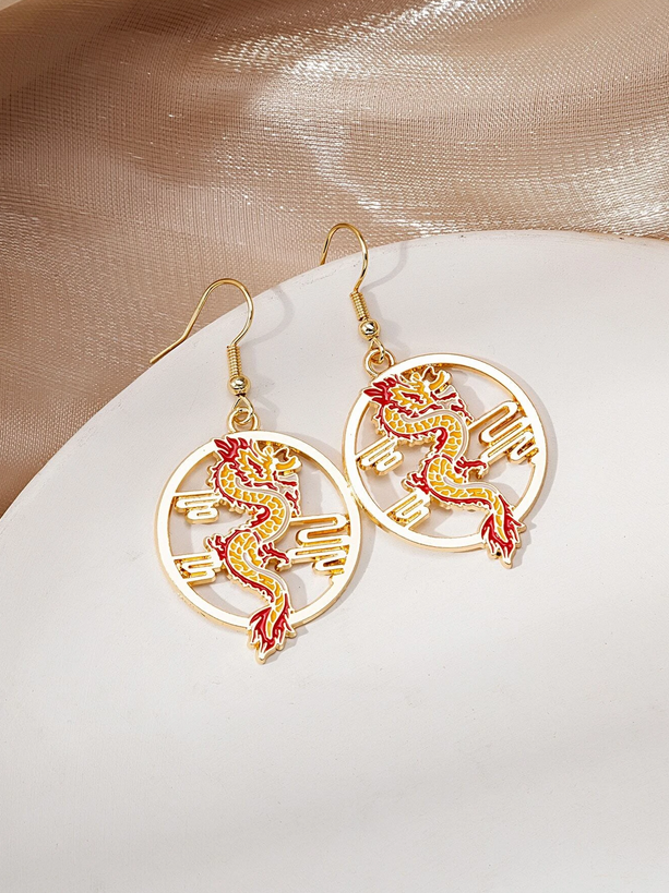 Red Chinese Dragon Earrings