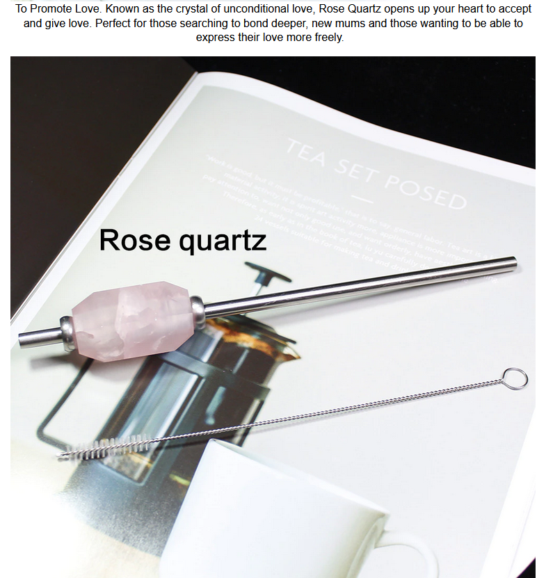 Eco-friendly Reusable Natural Crystal Stainless Steel Drink Straw With Brush (3 Styles)