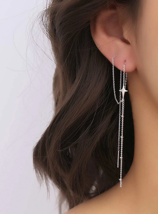 Double Hole Star Threader Earrings