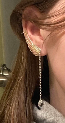 Angel Wing Rhinestone Drop Earrings