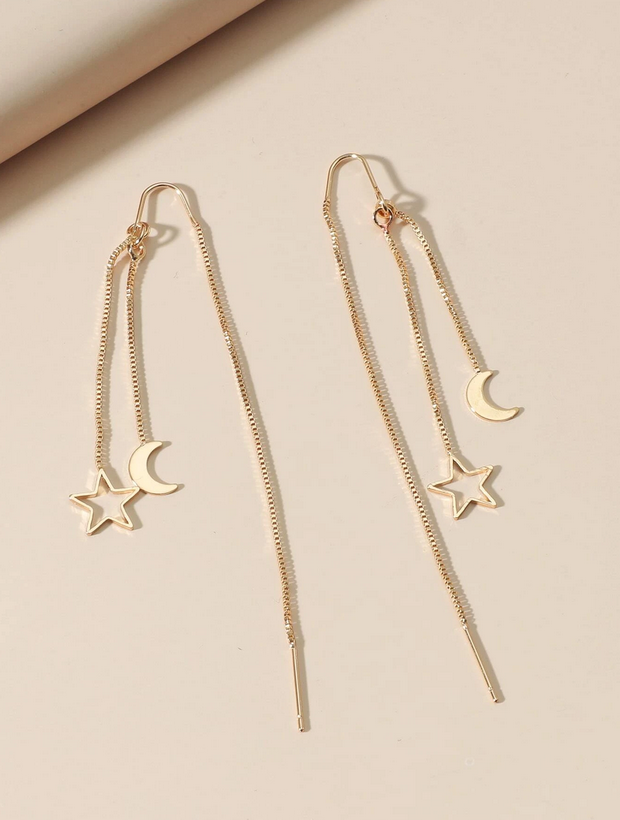 Star and Moon Threader Earrings