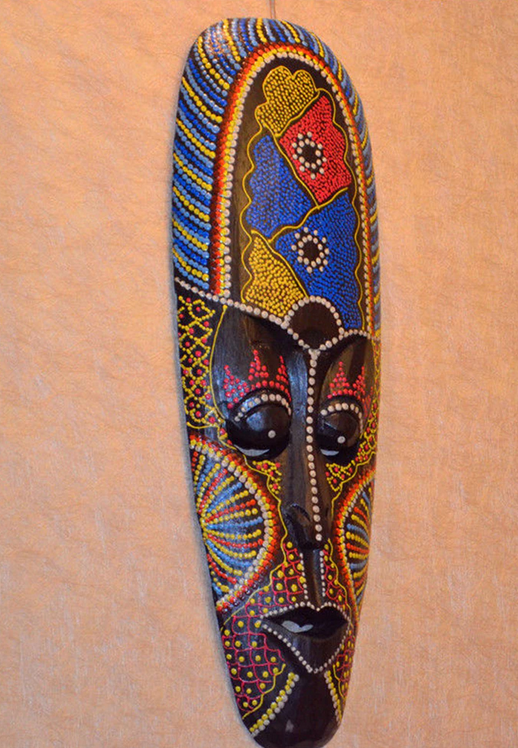 African Kuba Totem Mask - Wood Carved - Hand Carved / Painted 20"