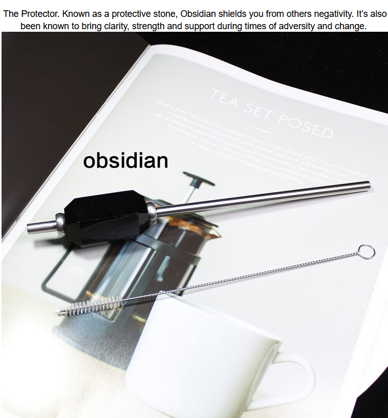 Eco-friendly Reusable Natural Crystal Stainless Steel Drink Straw With Brush (3 Styles)