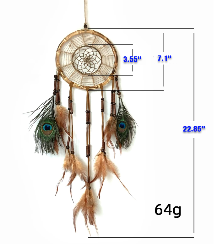Native American Style Bamboo Dreamcatcher W/ Natural Feathers