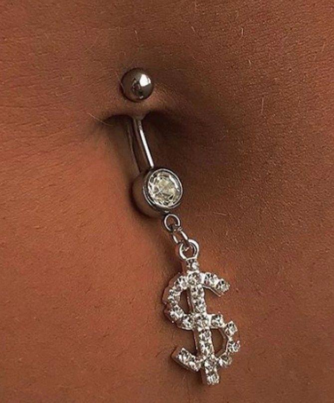 Dollar Sign Belly / Naval Ring (Gold or Silver)