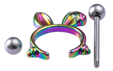 Naughty Rainbow Bunny Nipple Ring