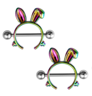 Naughty Rainbow Bunny Nipple Ring