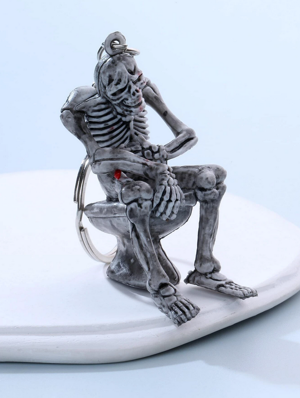 Skeleton Dude on Pot Keychain