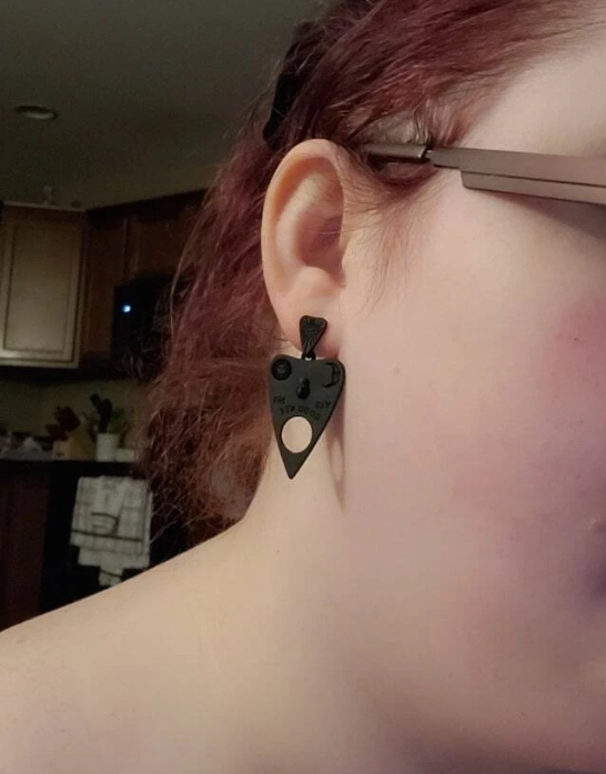 Black Ouija Board Planchette (Pointer) Earring
