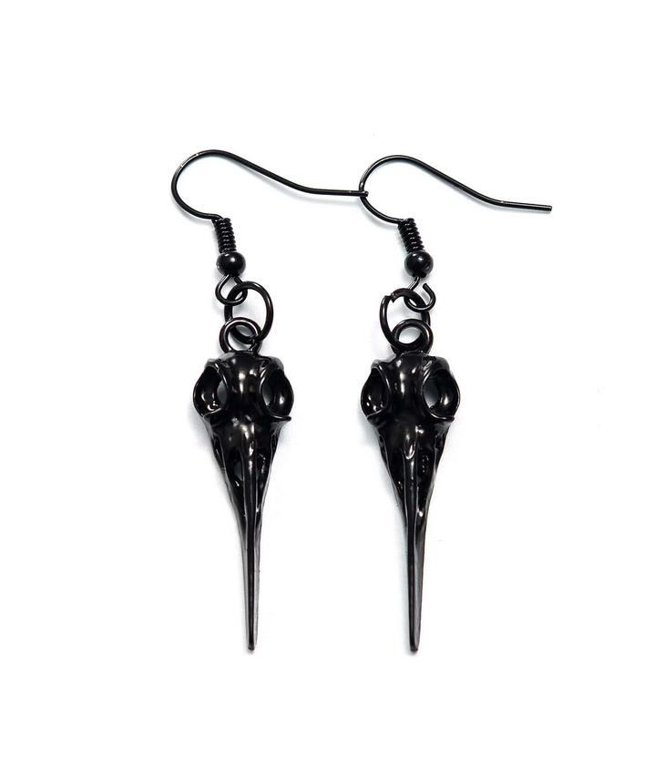 Gothic Raven Skull Earrings