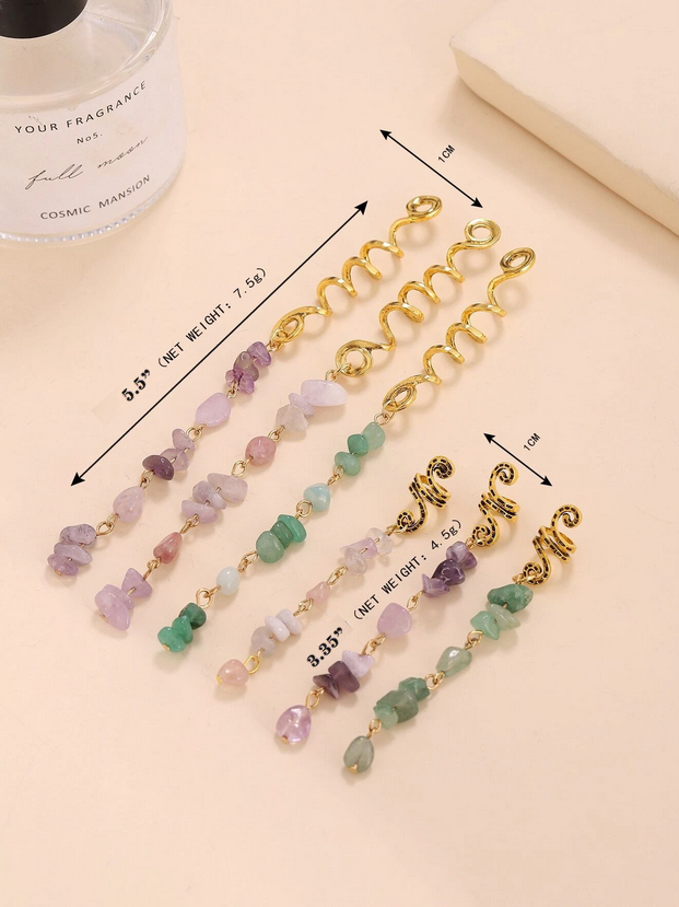 Spiral Hair Accessory With Natural Stones (7pcs)