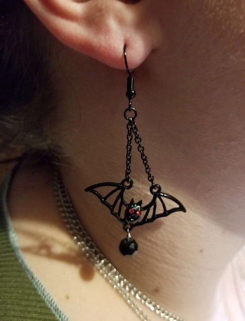 Vampire Bat Dangle Earrings