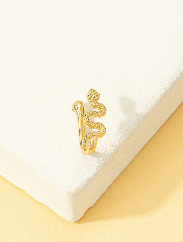 Clip-On Gold Serpent Nose Ring