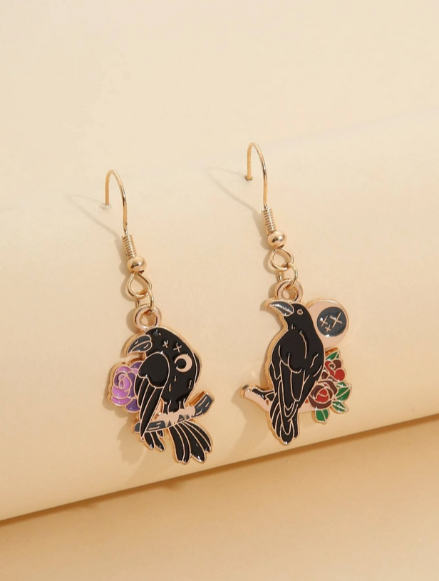 Witchy Raven Dangle Earrings