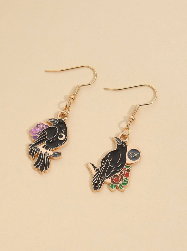 Witchy Raven Dangle Earrings