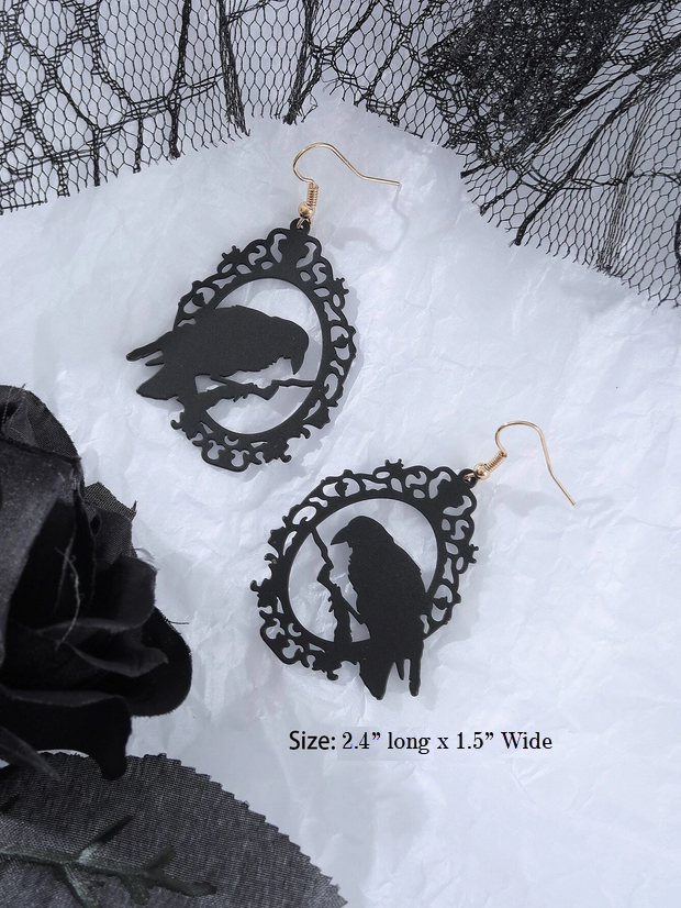 Witchy Perched Raven Earrings