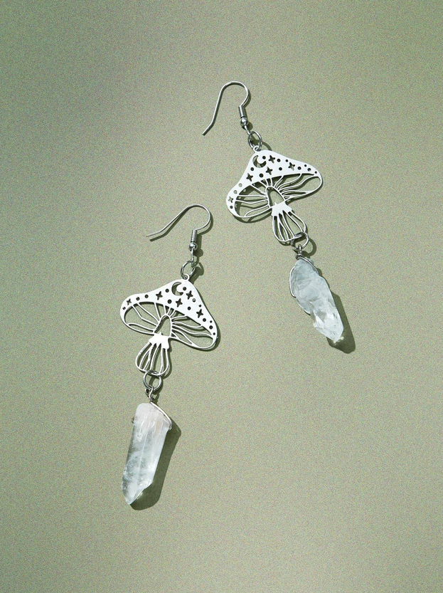 Fairy Inspired Mushroom Quartz Earrings