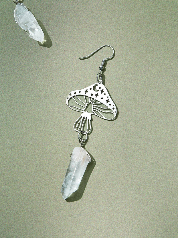 Fairy Inspired Mushroom Quartz Earrings