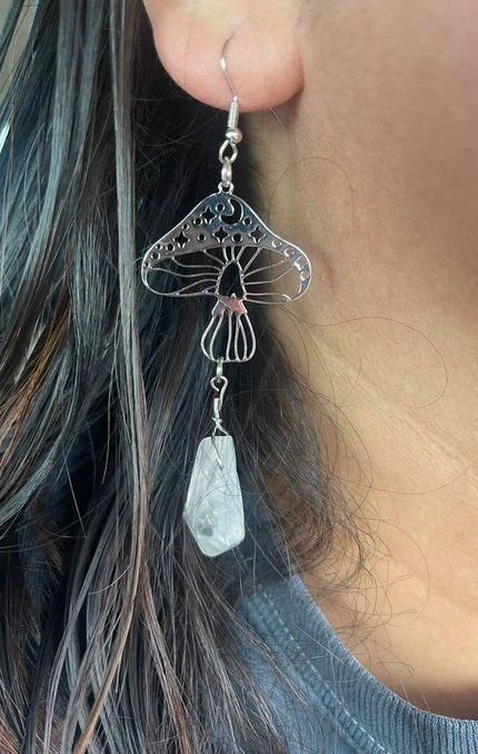 Fairy Inspired Mushroom Quartz Earrings