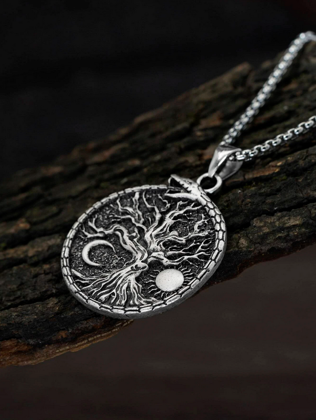 Serpent Witchy Tree With Crescent Sun Necklace