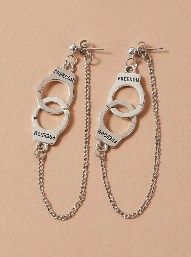 Freedom Handcuff Dangle Statement Earrings