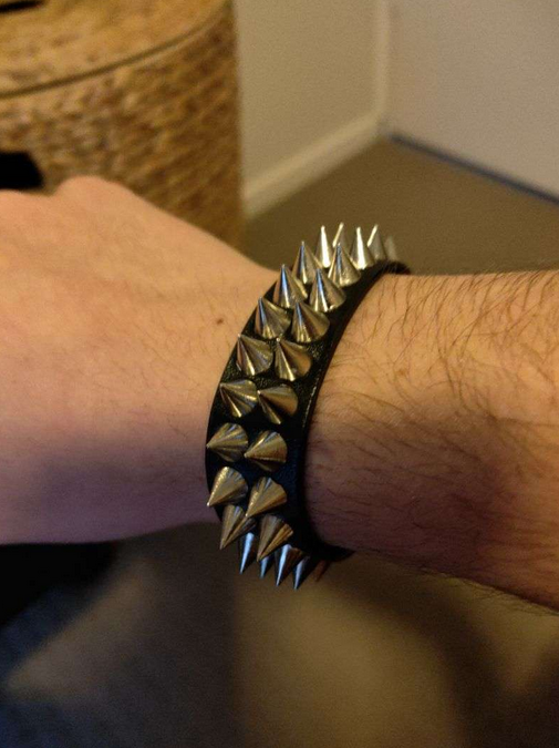 PU Leather Dual Spike Row Bracelet