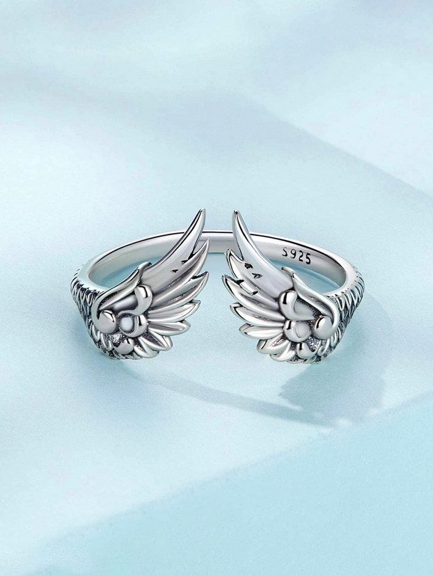 Archangel Wings Adjustable Sterling Silver Ring