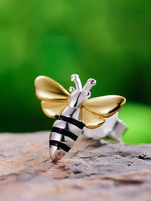 Honey Bee Sterling Silver Earrings