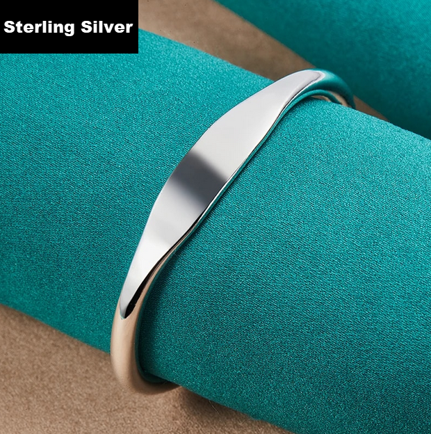 Sterling Silver 925 Double Bead Cuff Bangle