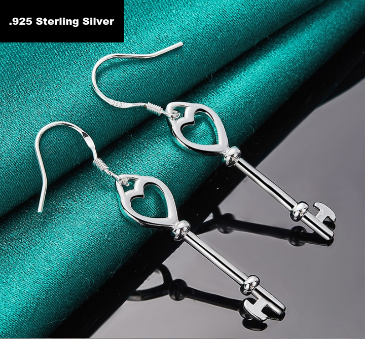 Skeleton Key Sterling Silver Earrings