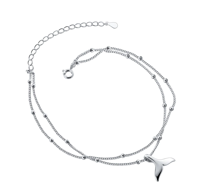 Double Layer Sterling Silver Mermaid Tail Anklet