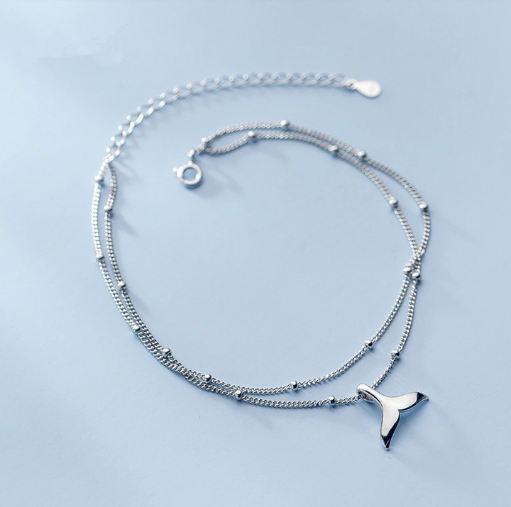 Double Layer Sterling Silver Mermaid Tail Anklet