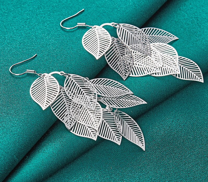 Gentle Leaves Drop Earrings - Sterling Silver