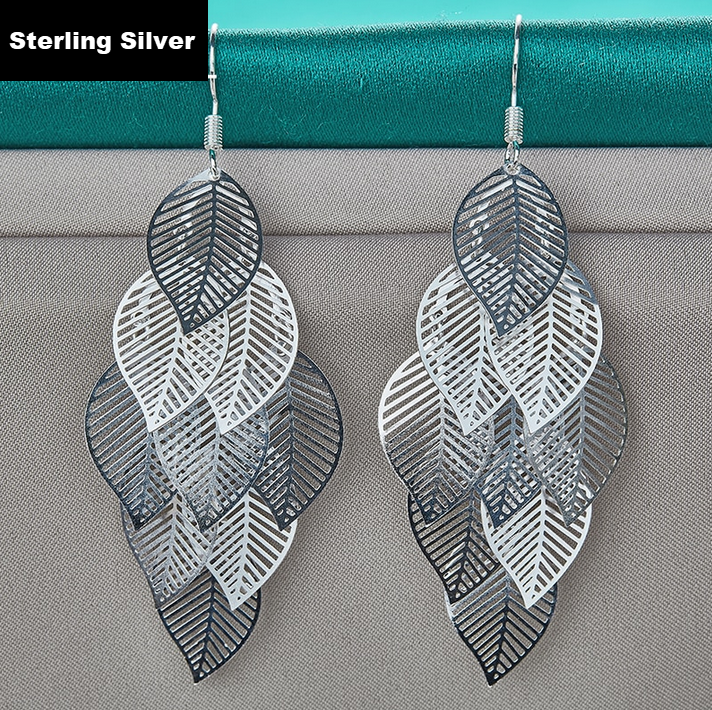 Gentle Leaves Drop Earrings - Sterling Silver