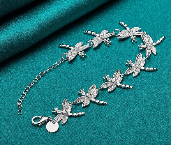 Dragonfly Sterling Silver Chain Bracelet