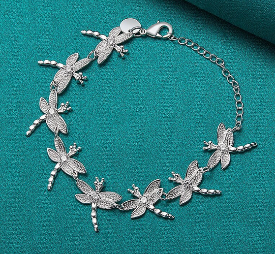 Dragonfly Sterling Silver Chain Bracelet