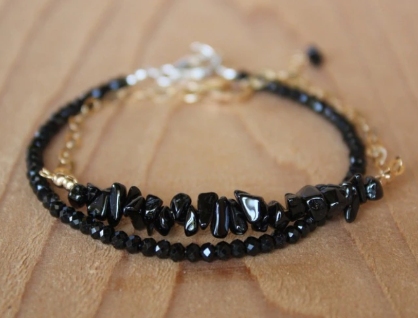Black Crystal Tourmaline Empath Protection Bracelet Set