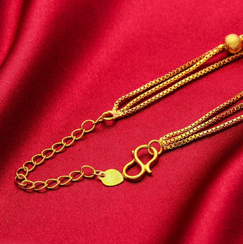 Boho Bead Chain Anklet 24K Gold Plated