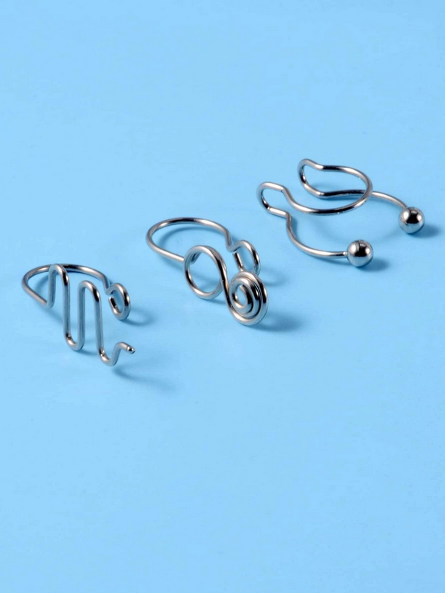 3 pcs Clip-On Nose Ring